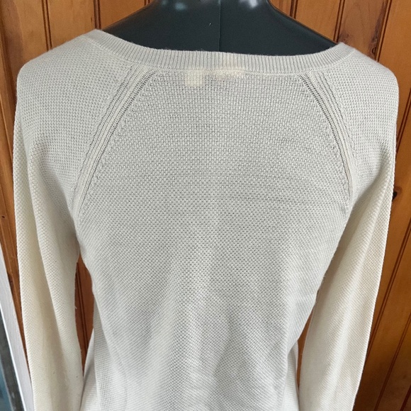 GAP Merino Wool Blend V-Neck Sweater Cream Off-White Women’s Small - Picture 5 of 6